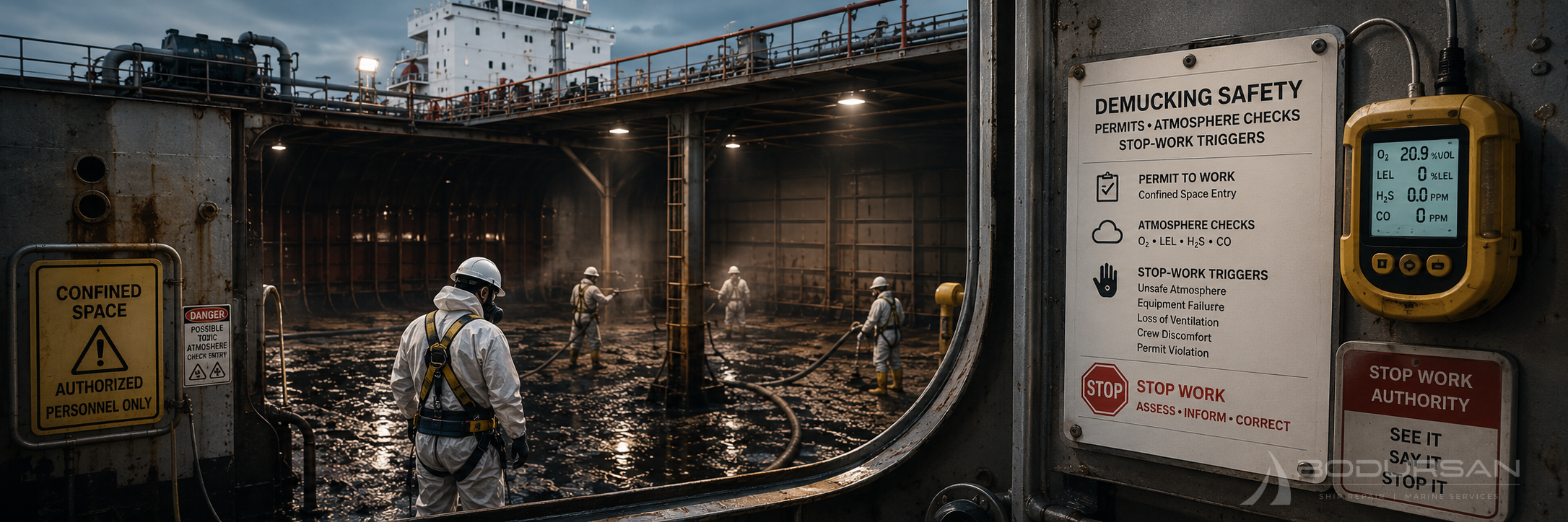 Demucking Safety: Permits, Atmosphere Checks and Stop-Work Triggers